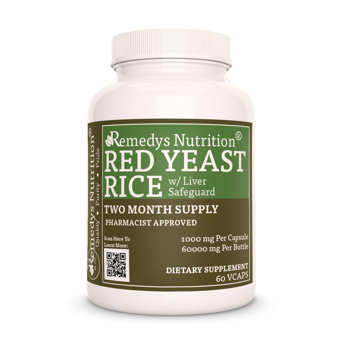 Remedy’s Nutrition Red Yeast Rice with Liver Safeguard (Herbal Proprietary Blend), 1,000 mg, 60 Capsules