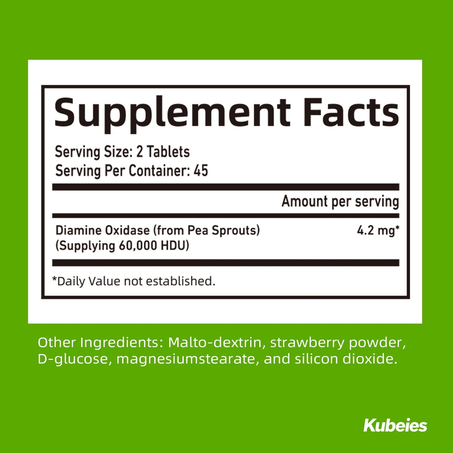 Kubeies DAO Enzyme 60,000 HDU Tablet, 90 Tablets