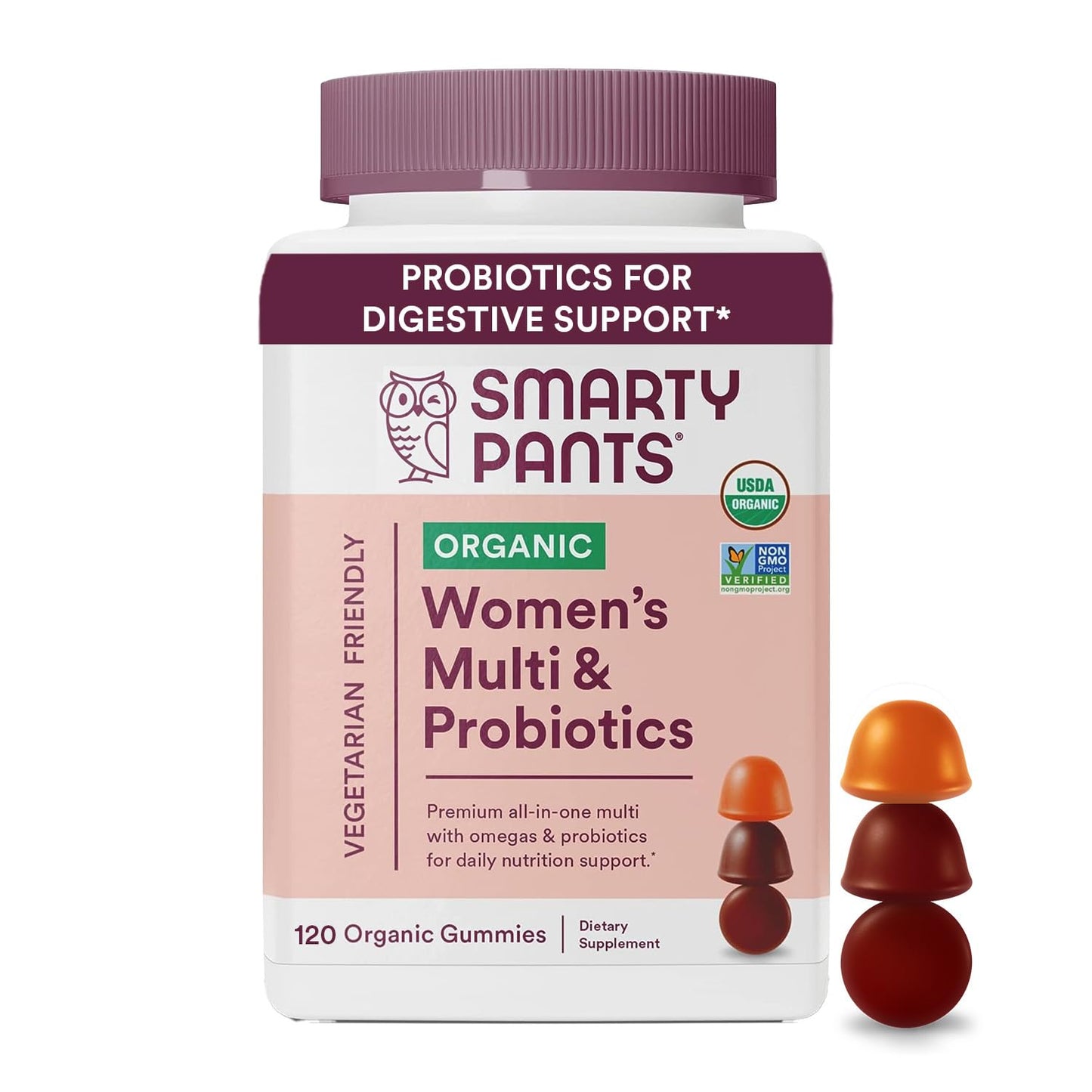 SmartyPants Organic Women's and Toddler Multivitamin Gummies, 120 Count