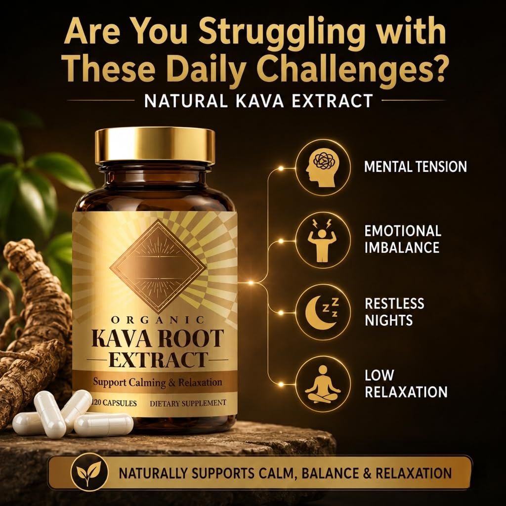 QDXHAYC Organic Kava Root Extract Capsule, 120 Capsules