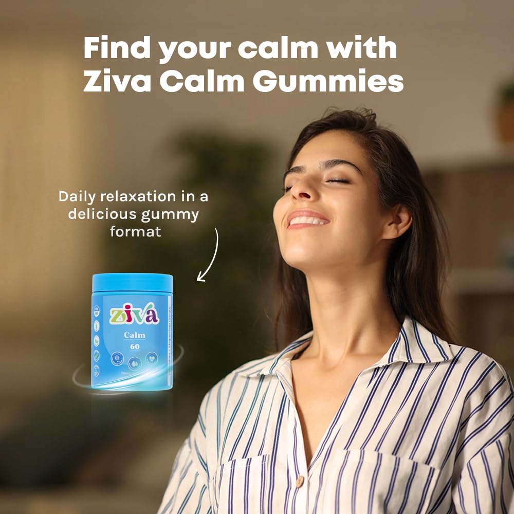 ZIVA Calm Gummies Potassium Citrate & Magnesium Citrate Supplement for Relaxation, Stress Relief & Muscle Support, 60 Count