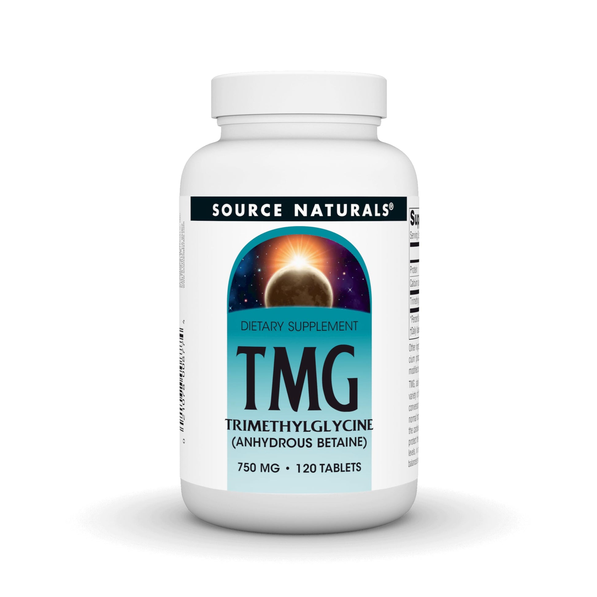 Source Naturals TMG Trimethylglycine (Anhydrous Betaine) 750 mg Tablet, 120 Vegetarian Tablets
