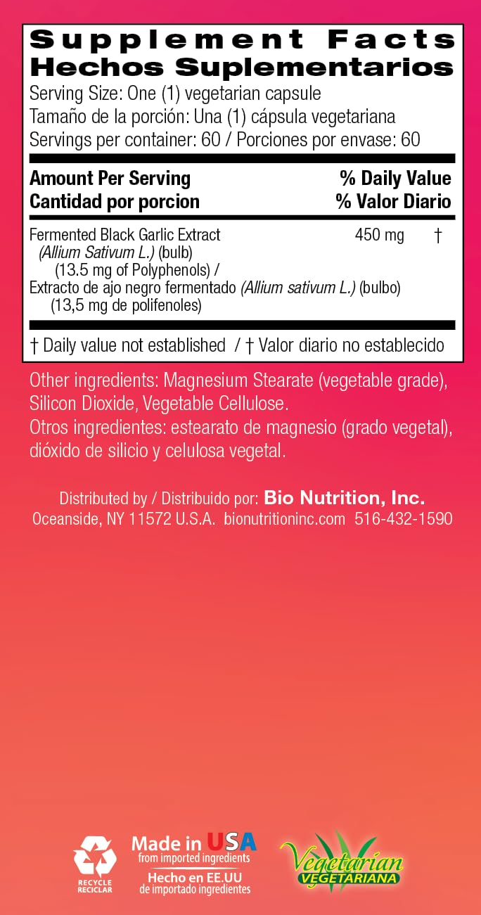 Bio Nutrition Fermented Black Garlic 60 Capsules