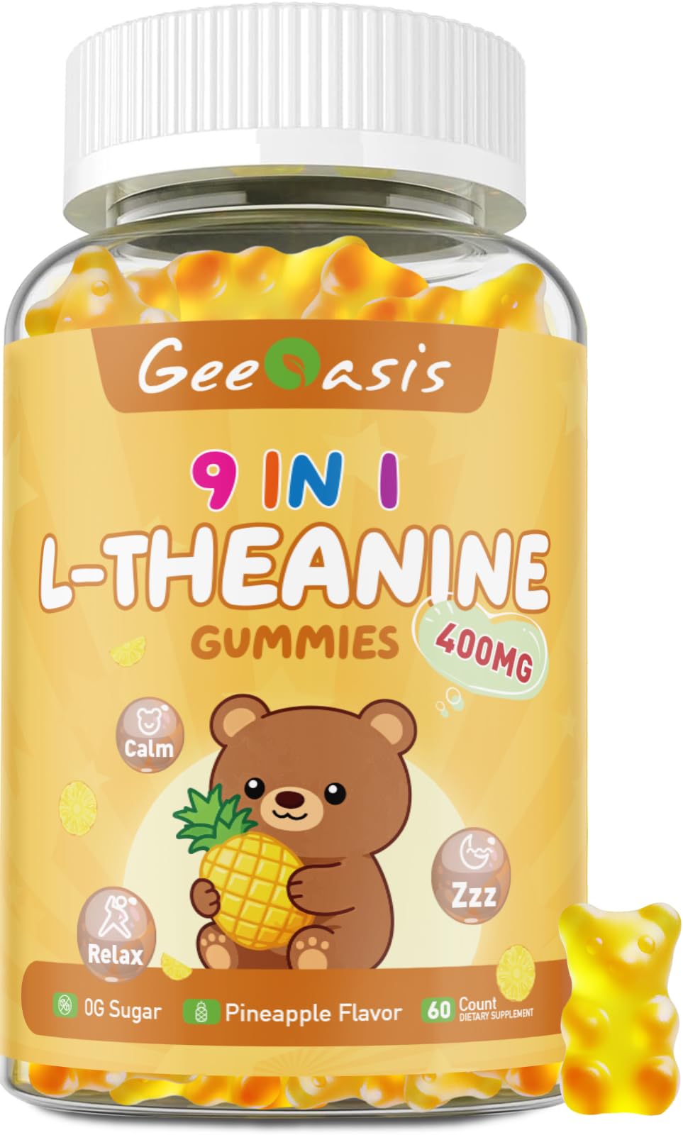 Geeoasis L-theanine 400mg Gummies 60 Count