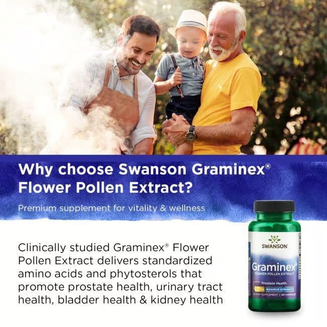 Swanson Maximum Strength Graminex Flower Pollen Extract, 180 Capsules