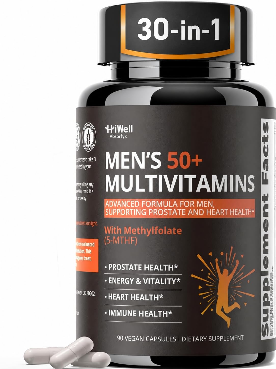 HiWell Absorfyx Multivitamin for Men Over 50 W/CoQ10, Methylfolate, Saw Palmetto Capsules 90