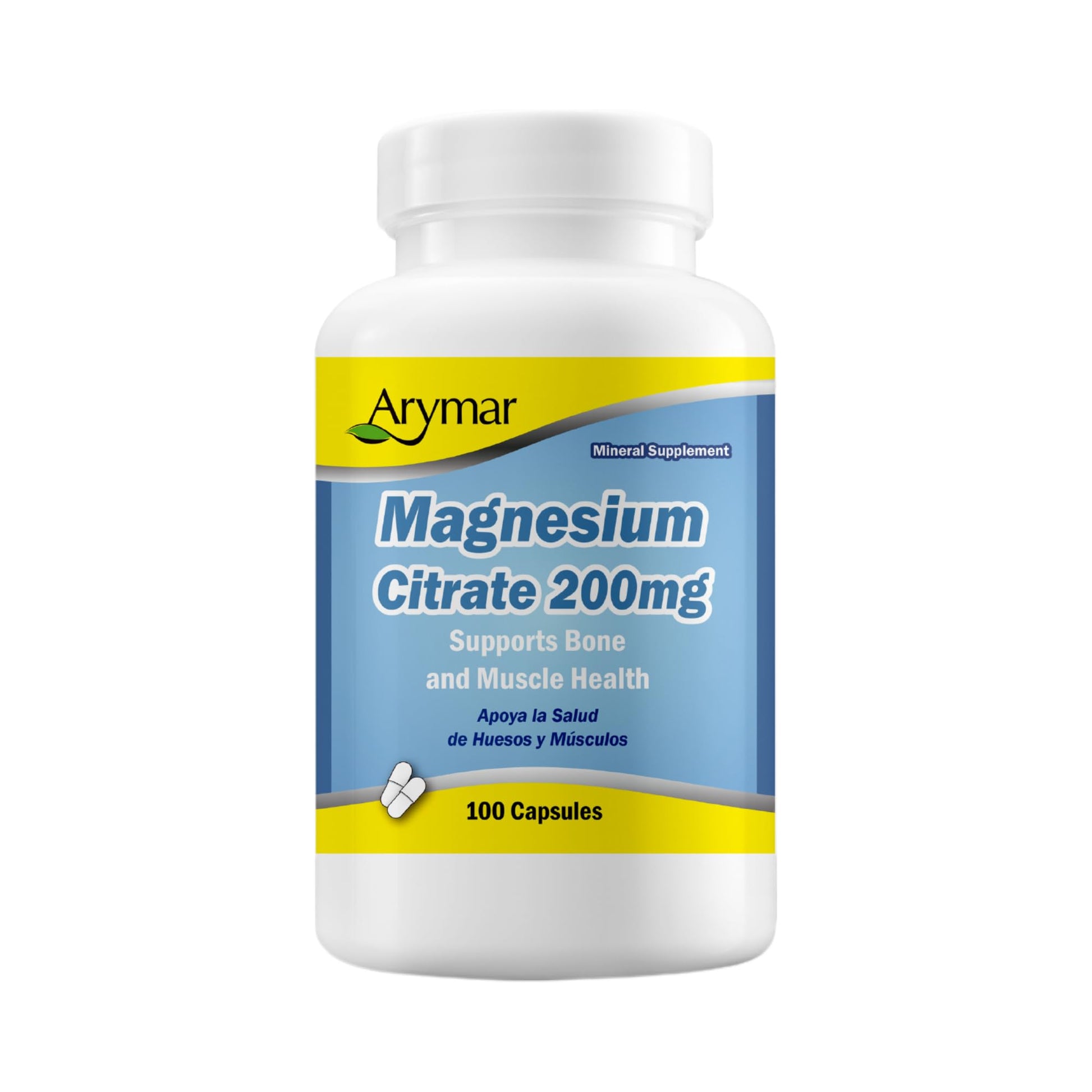 Arymar Magnesium Citrate 1250mg High Potency Magnesium Supplement, Capsule, 100 Capsules