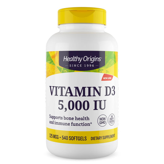Healthy Origins Vitamin D3 (Lanolin) 5,000 IU Softgel, 540 Softgels