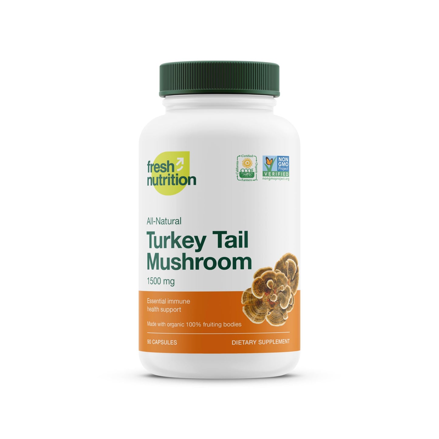 Fresh Nutrition Organic Turkey Tail Mushroom Extract Supplement 90 Capsules
