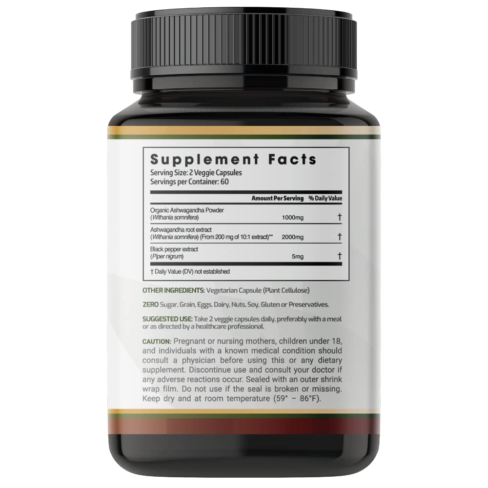 PRATIC LINE Ashwagandha Capsules 3,000 mg 120 Count