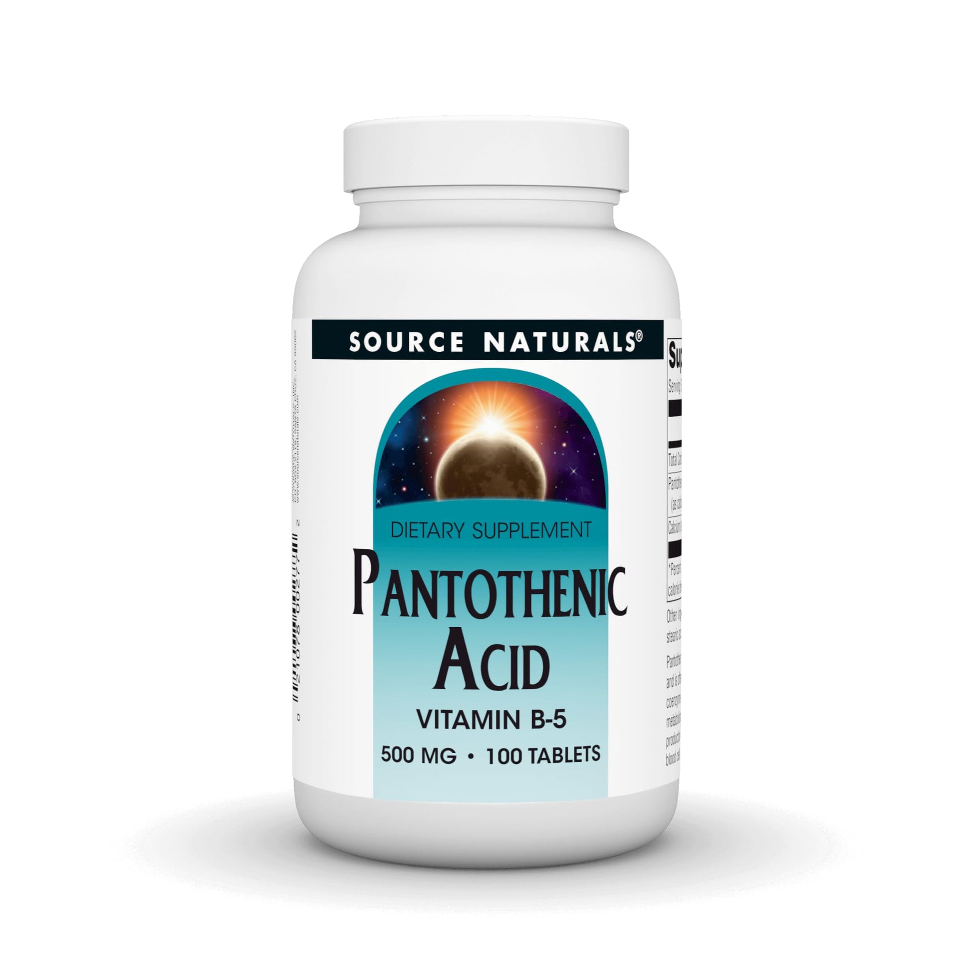 Source Naturals Pantothenic Acid Vitamin B-5 500 mg Dietary Supplement Tablet, 100 Tablets