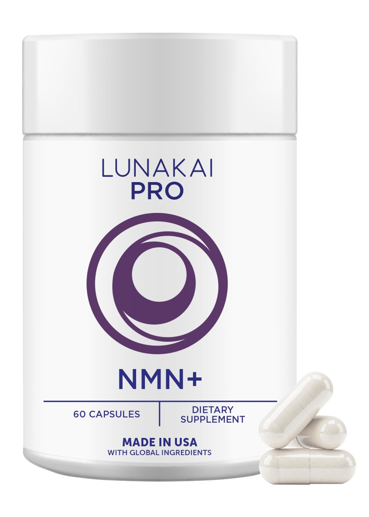 Lunakai NMN Supplement 500mg Capsule, 60 Count