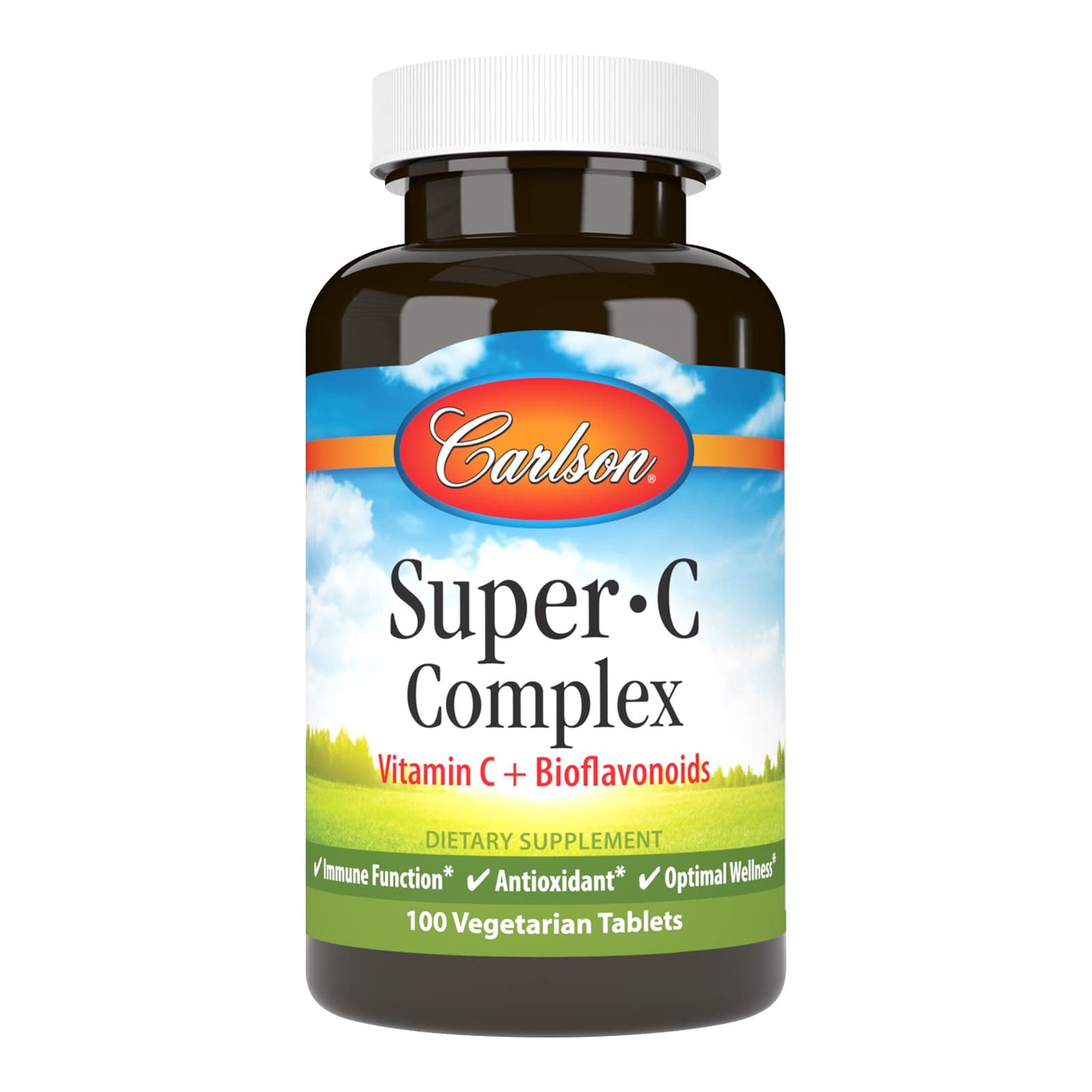 Carlson Super-C Complex Vitamin C + Bioflavonoids, Immune Function & Optimal Wellness, Antioxidant, 100 Tablets