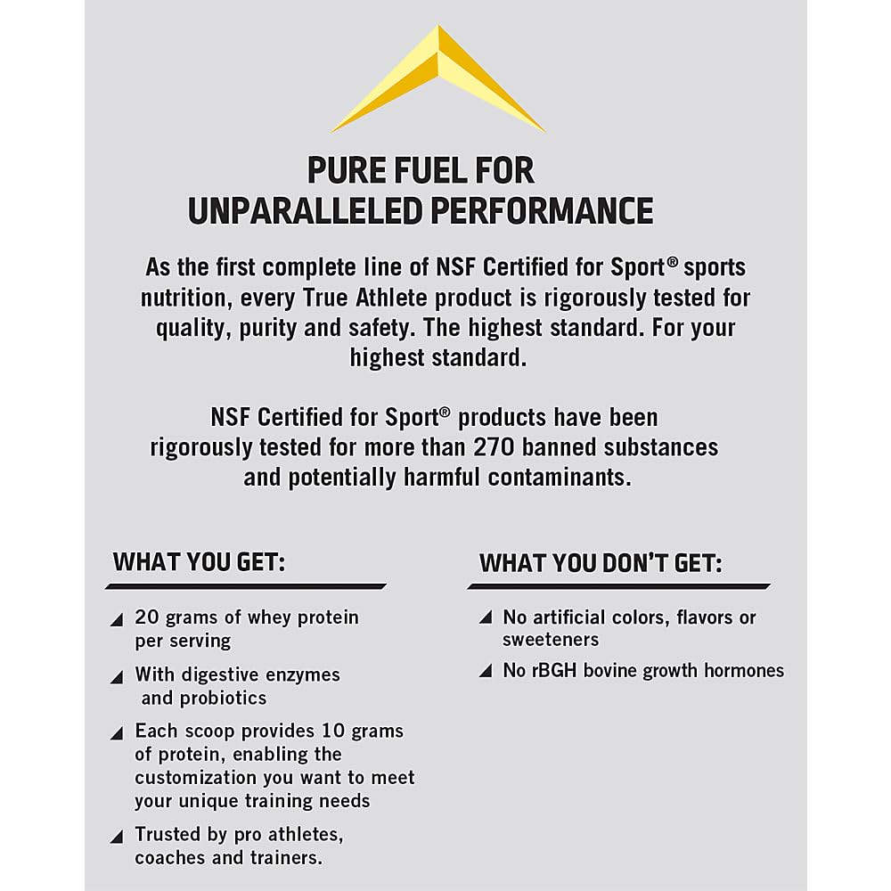 True Athlete Natural Whey Protein Powder Vanilla, 40 Servings