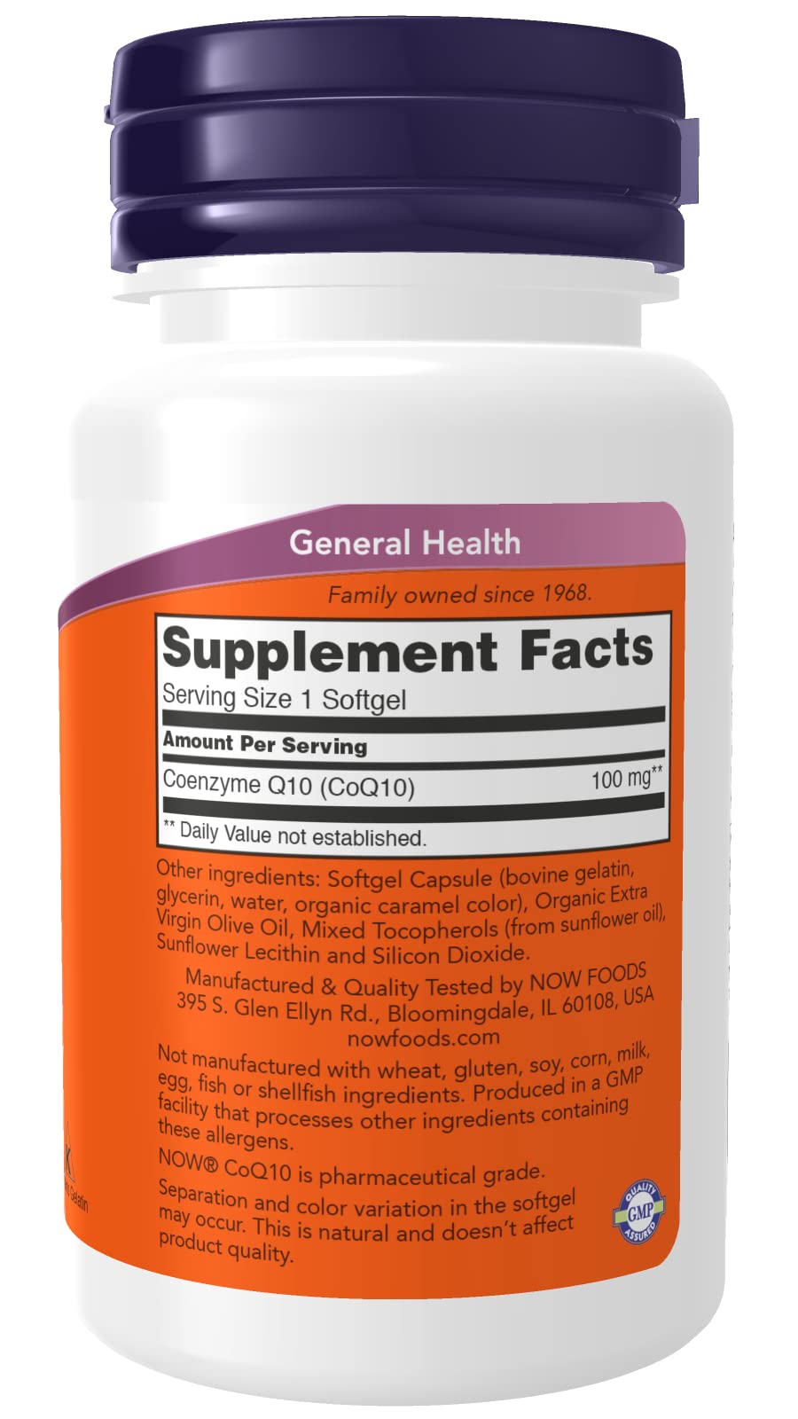 NOW Foods CoQ10 100 mg Capsule, 3 Capsules