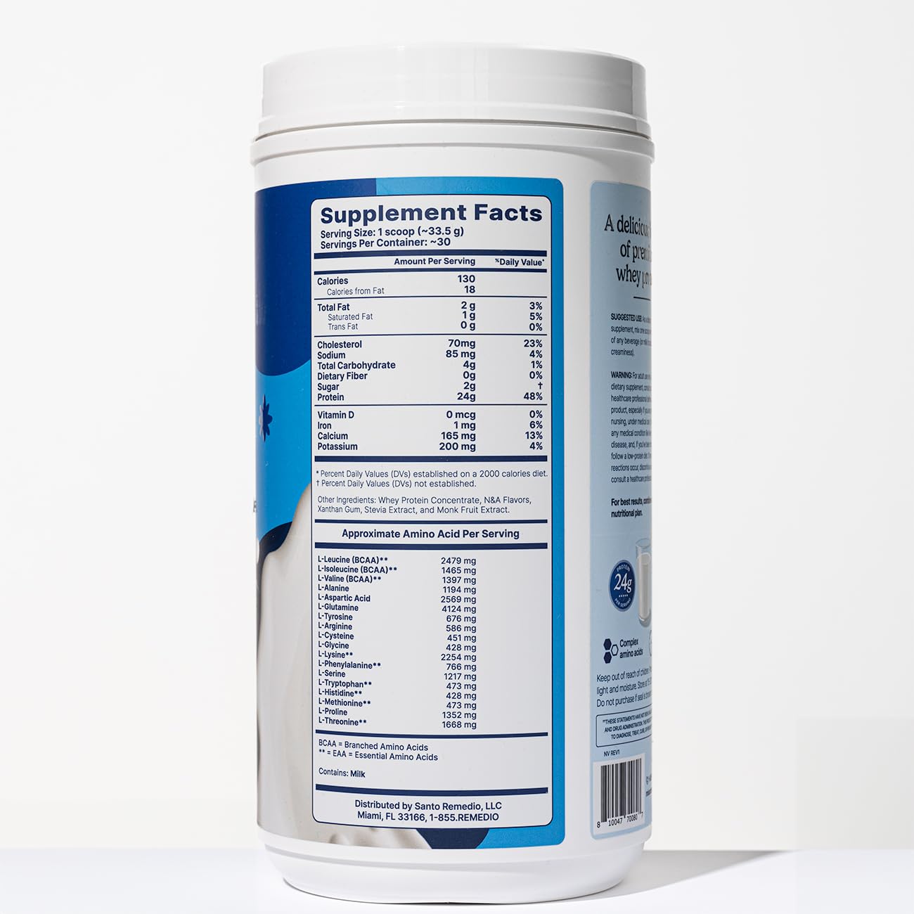 Santo Remedio Vanilla Whey Protein Powder, 60 Servings (Pack of 2)