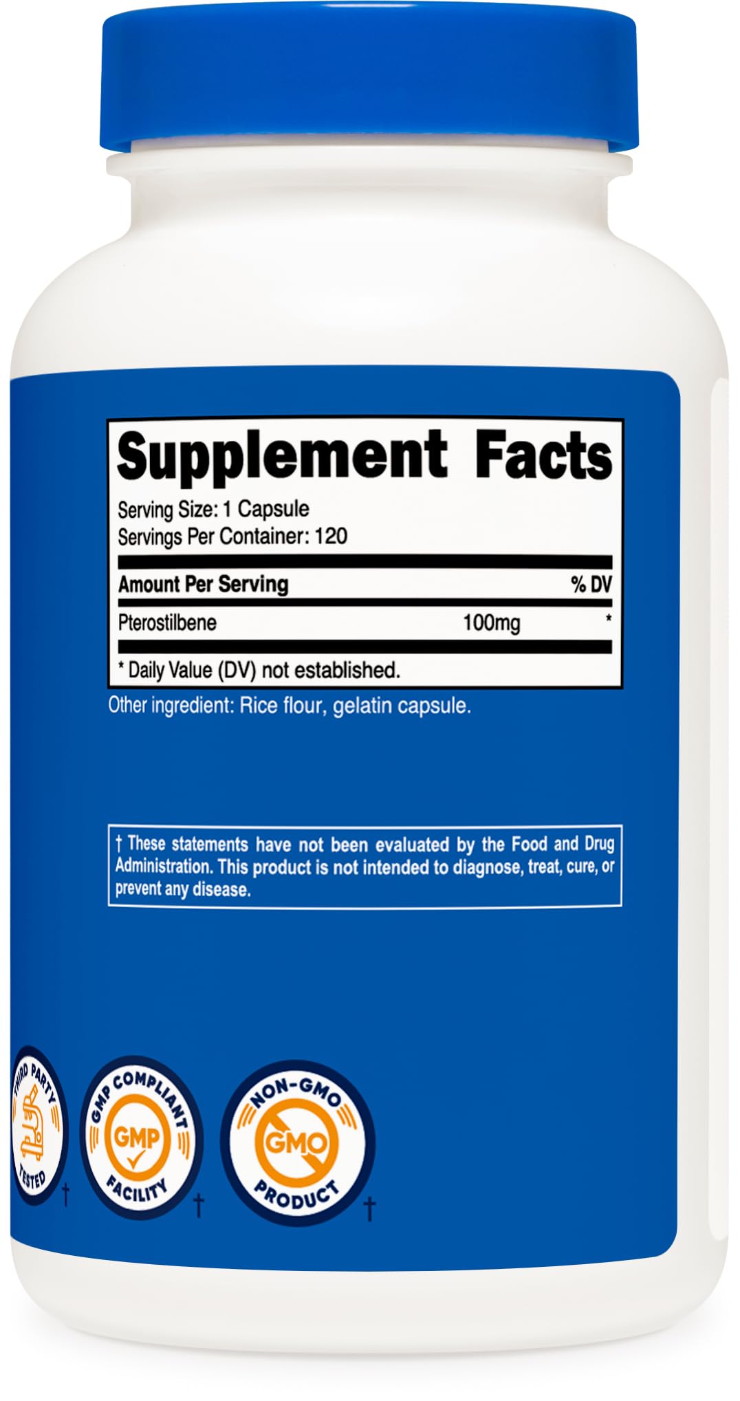 Nutricost Pterostilbene 100mg Capsule, 120 Count, Non-GMO, Gluten Free