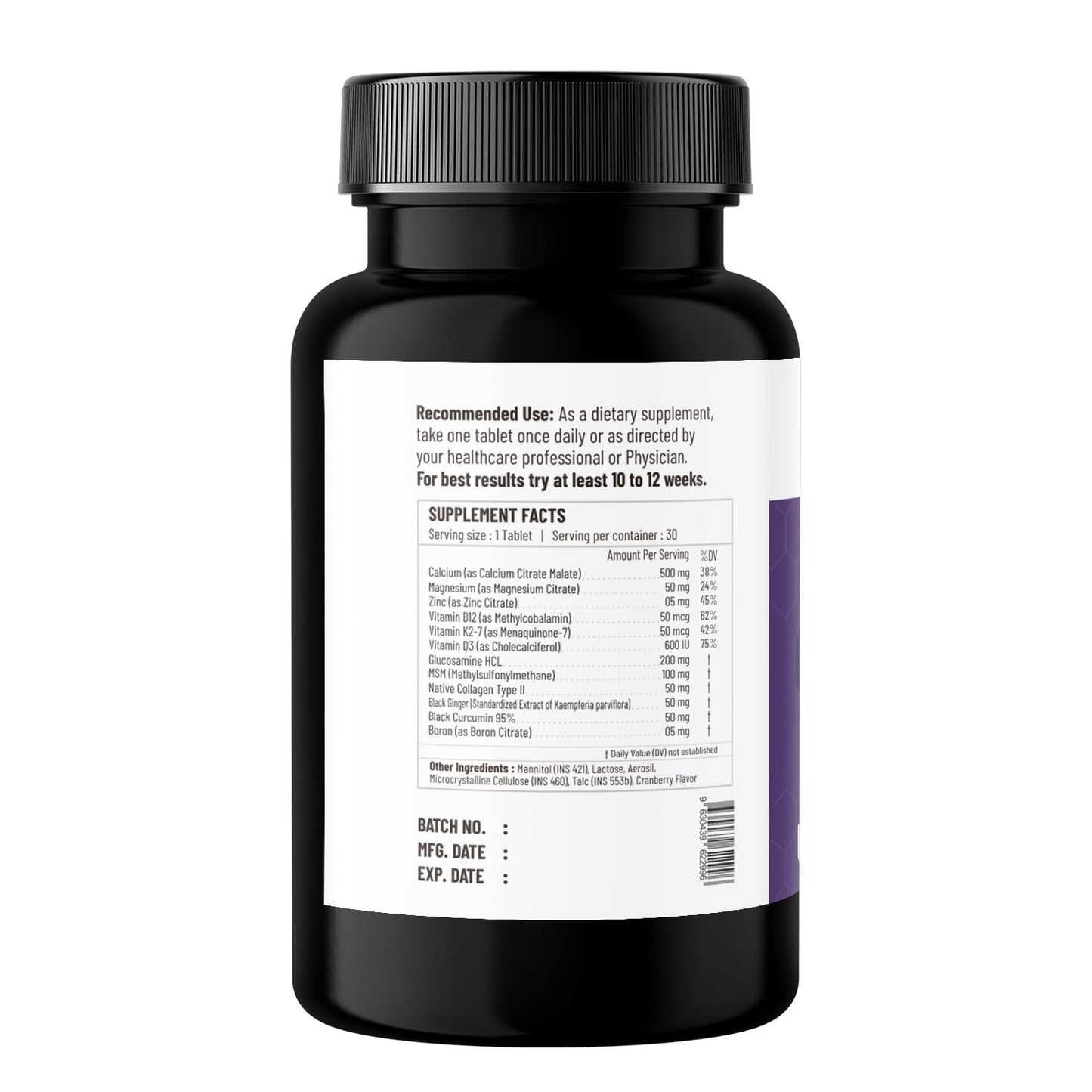 Onpharno 12-in-1 Calcium & Collagen Supplement – Glucosamine, MSM, D3, K2-7, B12, Magnesium – 30 Tablets