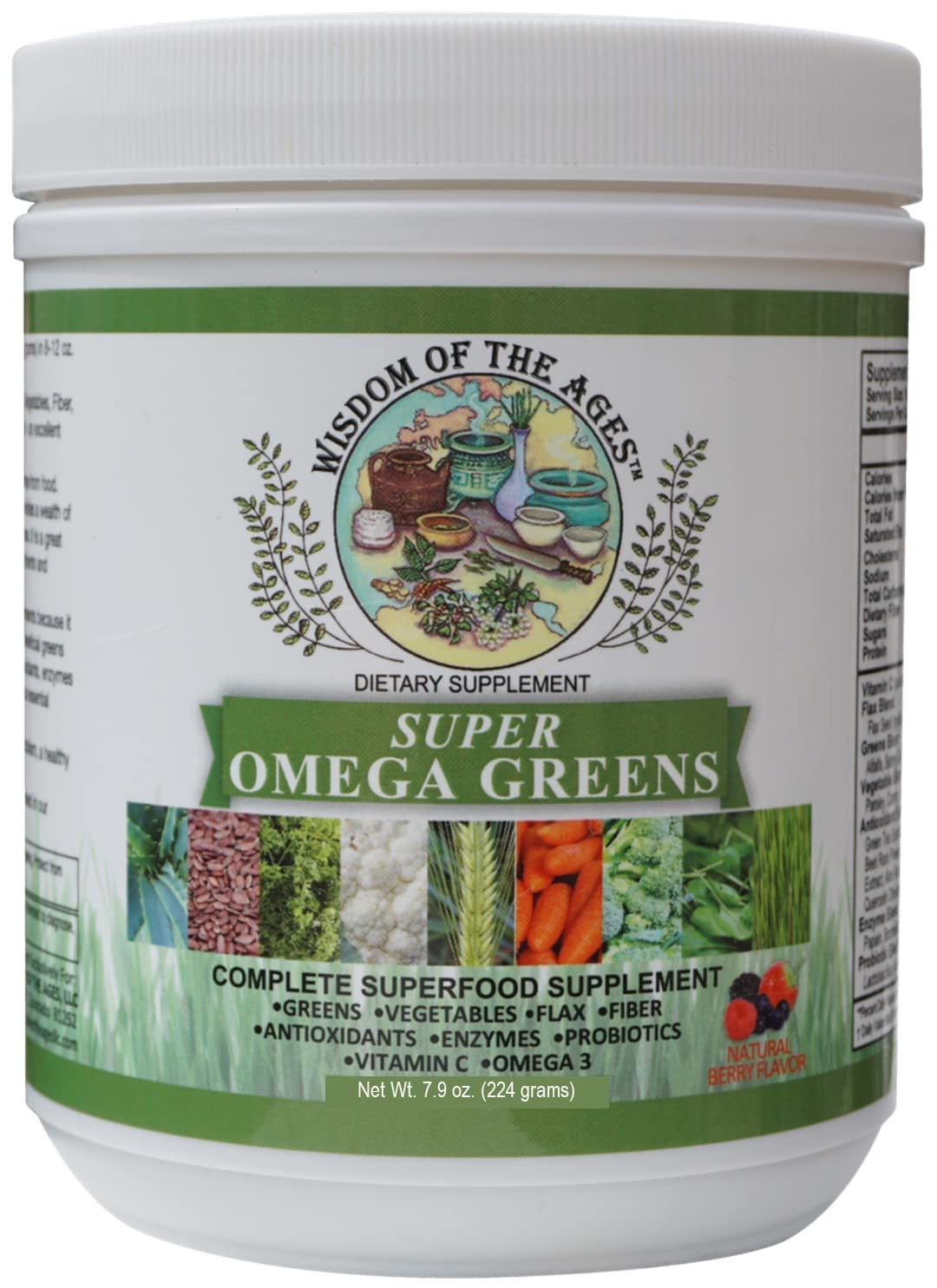 Wisdom of the Ages Super Omega Greens Complete Superfood Supplement Powder 7.9 oz