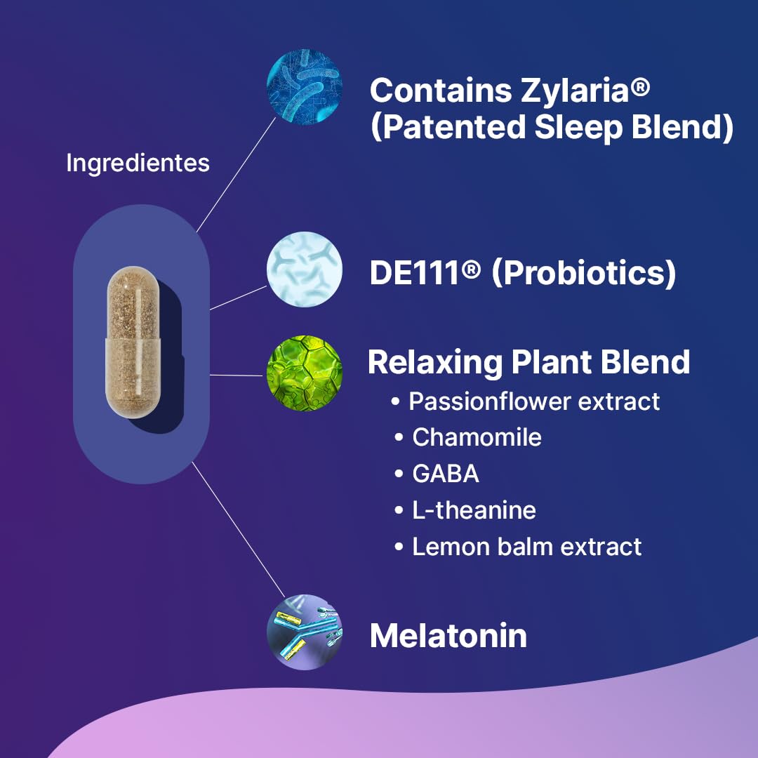 Santo Remedio Buenas Noches Sleep Support with Zylaria, Melatonin & DE111 Probiotics – Digestive & Nighttime Support, 60 Capsules