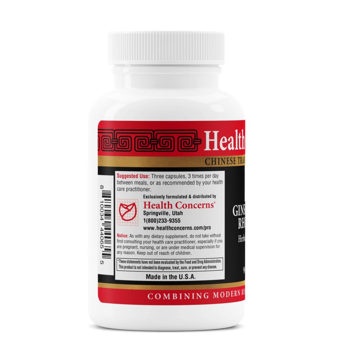 Health Concerns Ginseng and Rhodiola – Herbal Supplement for Lung Health & Congestion, with Licorice Root Extract & Apricot Seed Extract – Traditional Chinese Respiratory Support, 90 Capsules