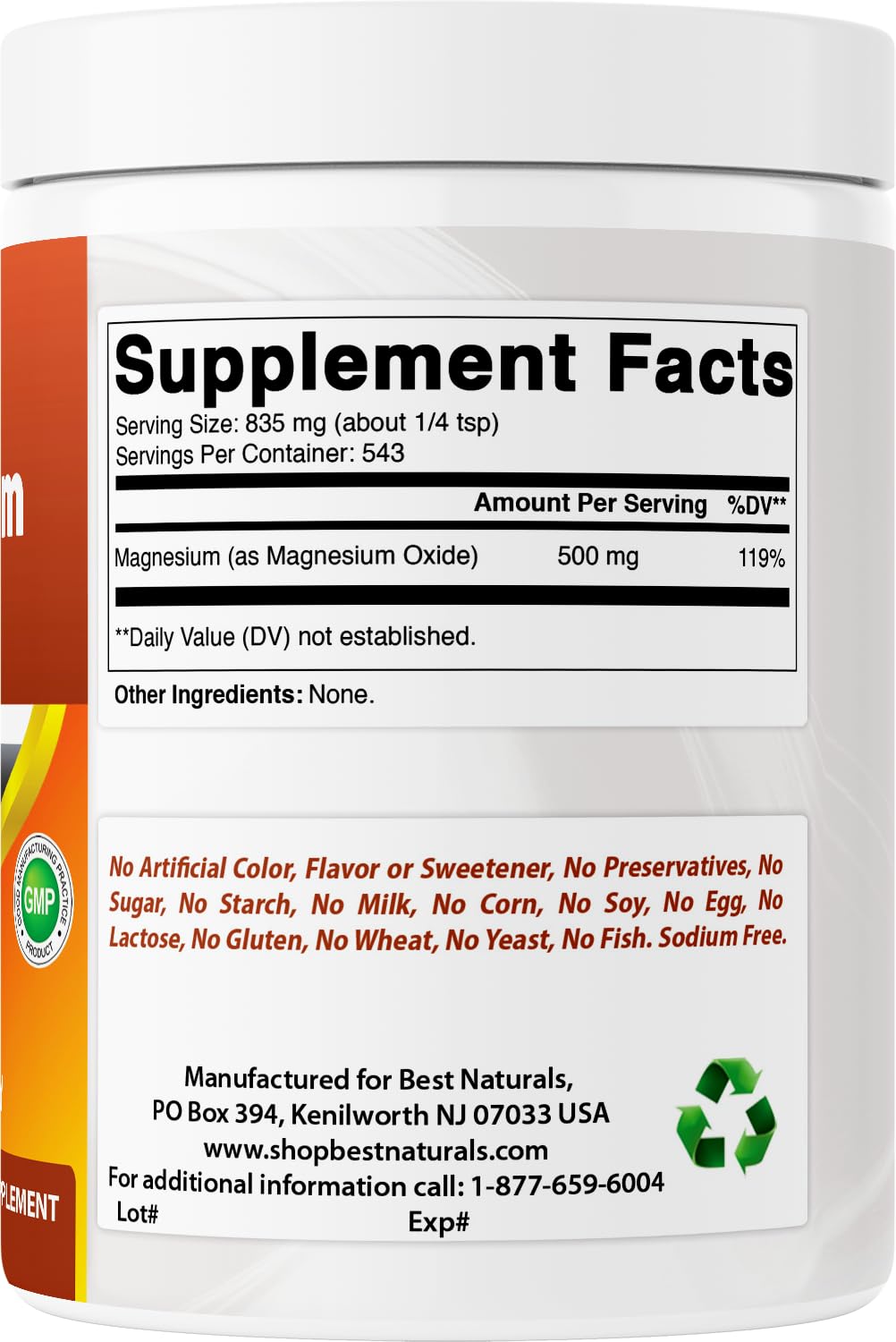 Best Naturals Magnesium Oxide Powder 16 Ounce
