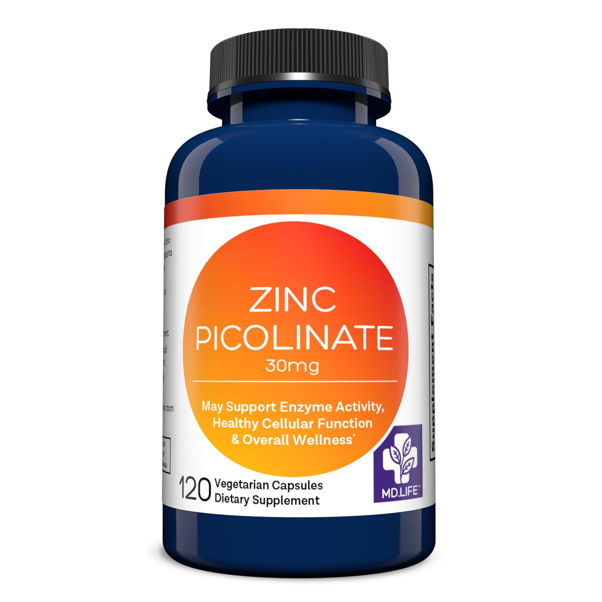 MD.LIFE Zinc Picolinate 30 mg High Absorption Chelated Capsules 120 Count