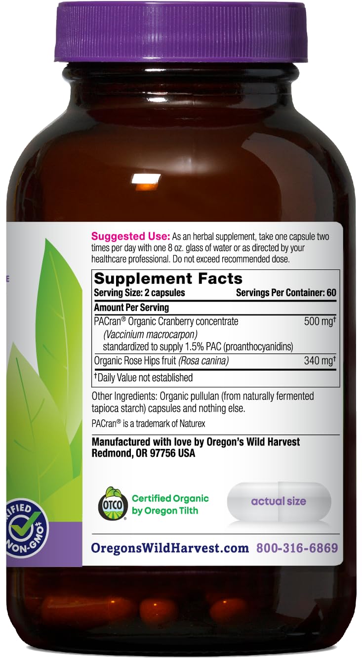 Oregon's Wild Harvest Cranberry Herbal Supplement Capsule 120 Count