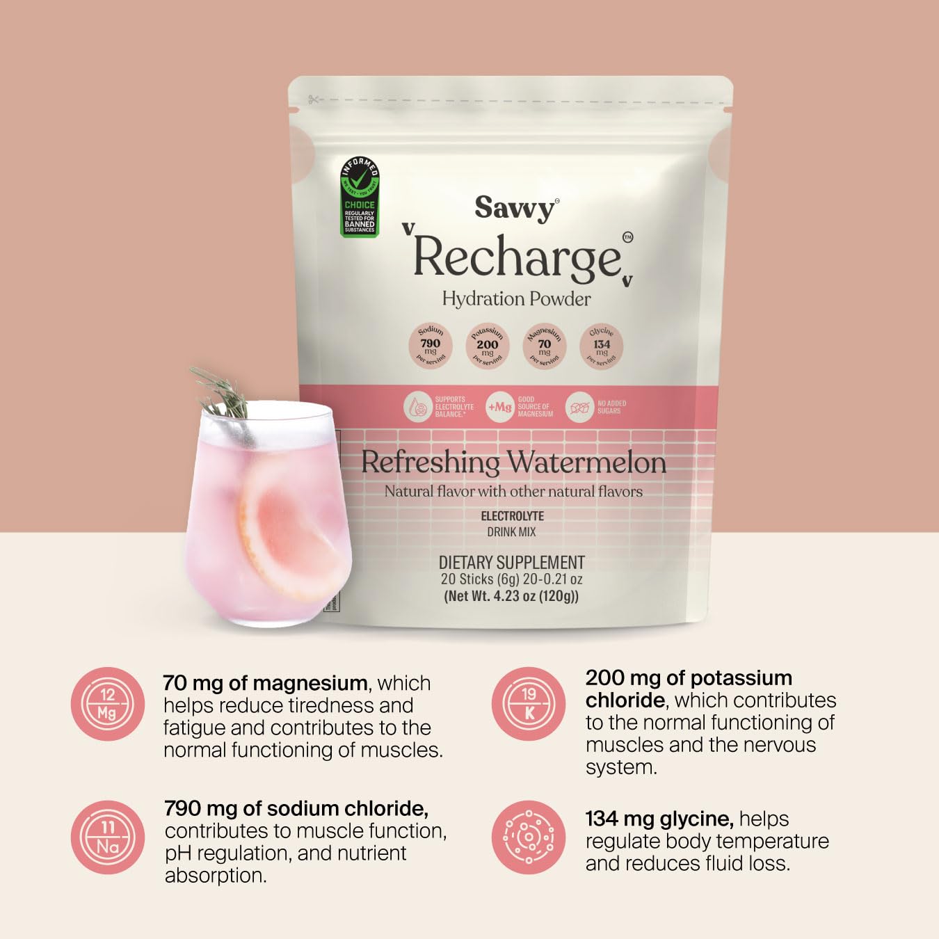 Savvy Recharge Electrolyte Powder, 20 Sachets