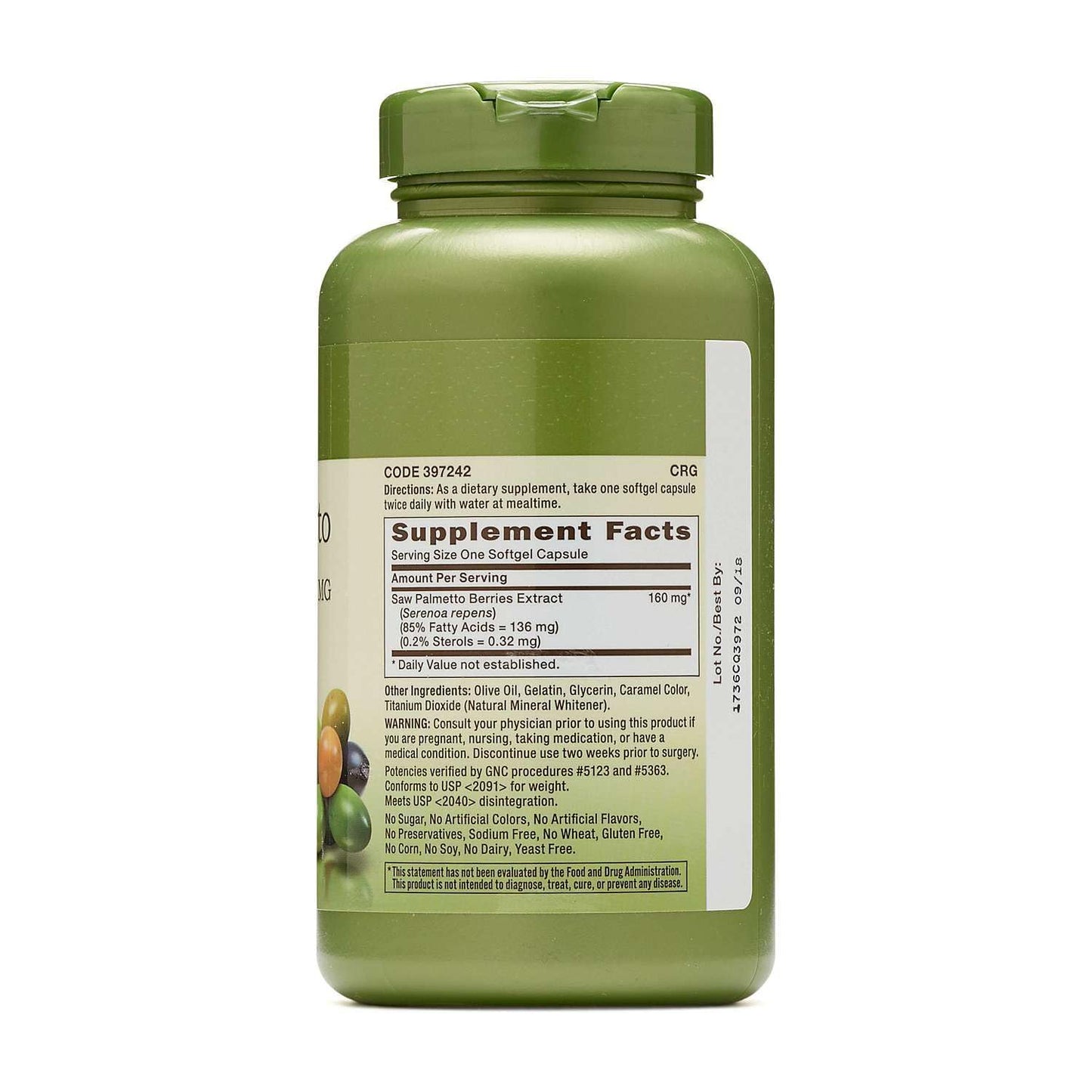 GNC Herbal Saw Palmetto Extract 160mg Softgels, 200 Count