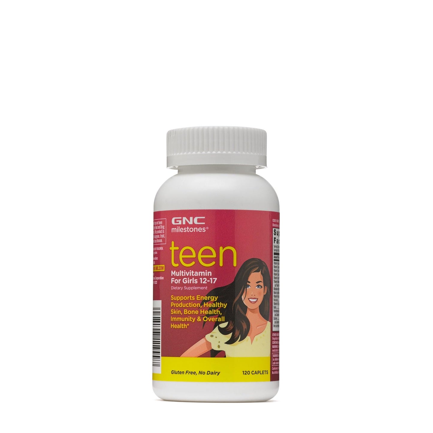 GNC Milestones Teen Multivitamin for Girls 12-17 Caplets, 120 Count
