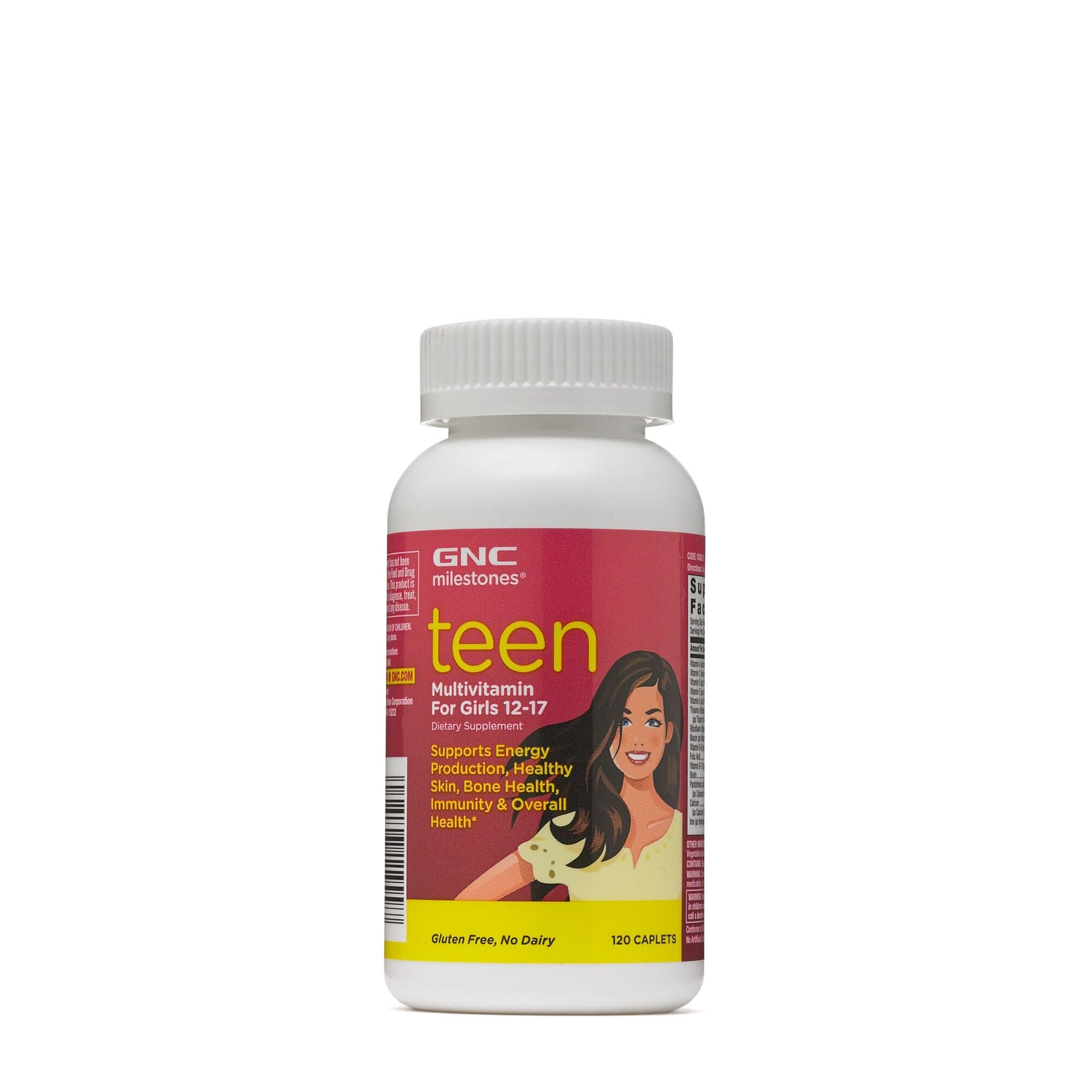 GNC Milestones Teen Multivitamin for Girls 12-17 Caplets, 120 Count