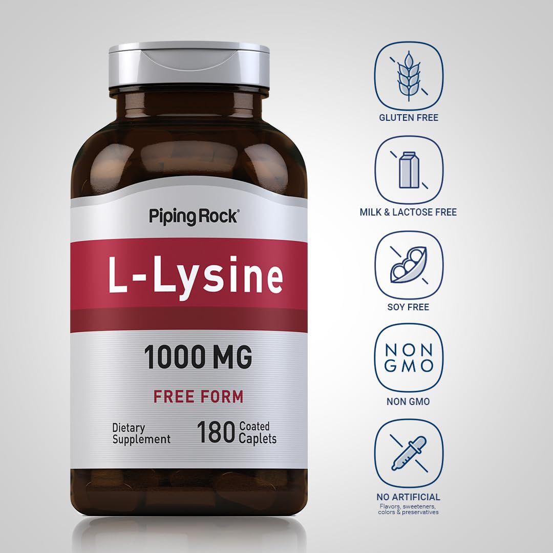 Piping Rock L-Lysine 1000mg Caplet, 180 Caplets