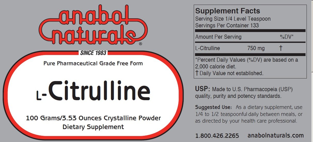 Anabol Naturals L-Citrulline 100 g Free Form Pure Crystalline Powder, 3.53 oz