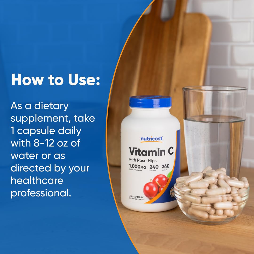 Nutricost Vitamin C with Rose Hips 1025mg 240 Capsules