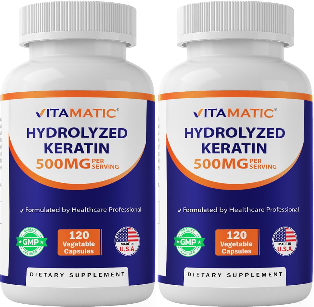 Vitamatic Hydrolyzed Keratin 500mg per Serving Capsules, 240 Count