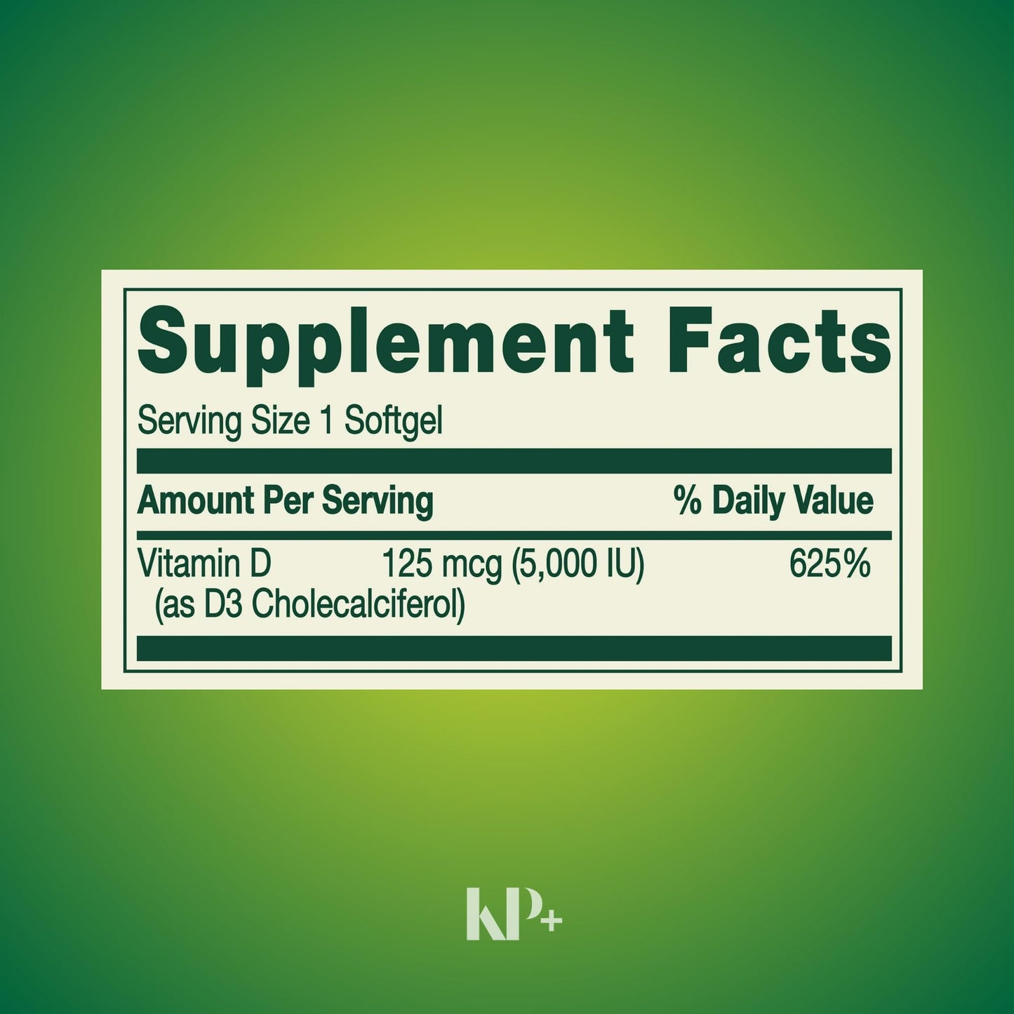 KP+ Vitamin D3 125 mcg (5,000 IU) Softgels, 500 Count