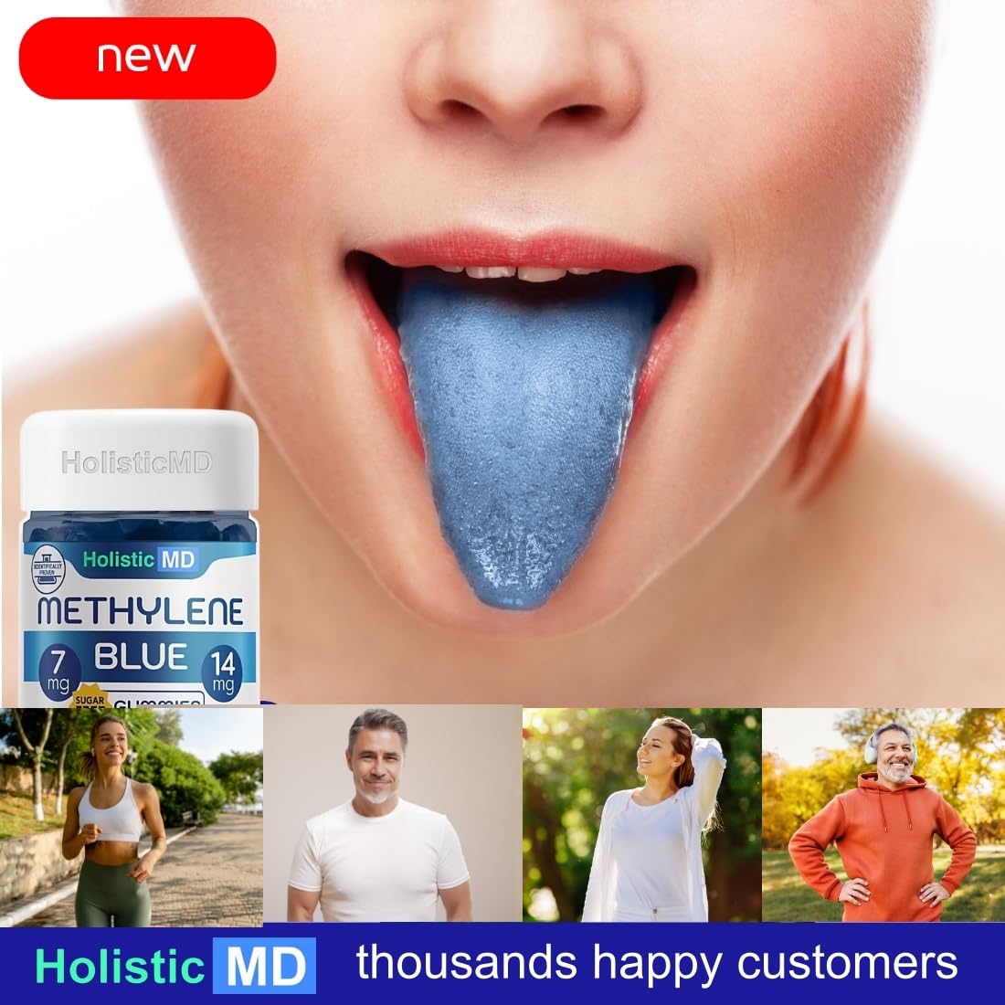 Holistic MD Methylene Blue for Humans USP Pharma Grade 7mg and 14mg dose Gummies, 60 Count