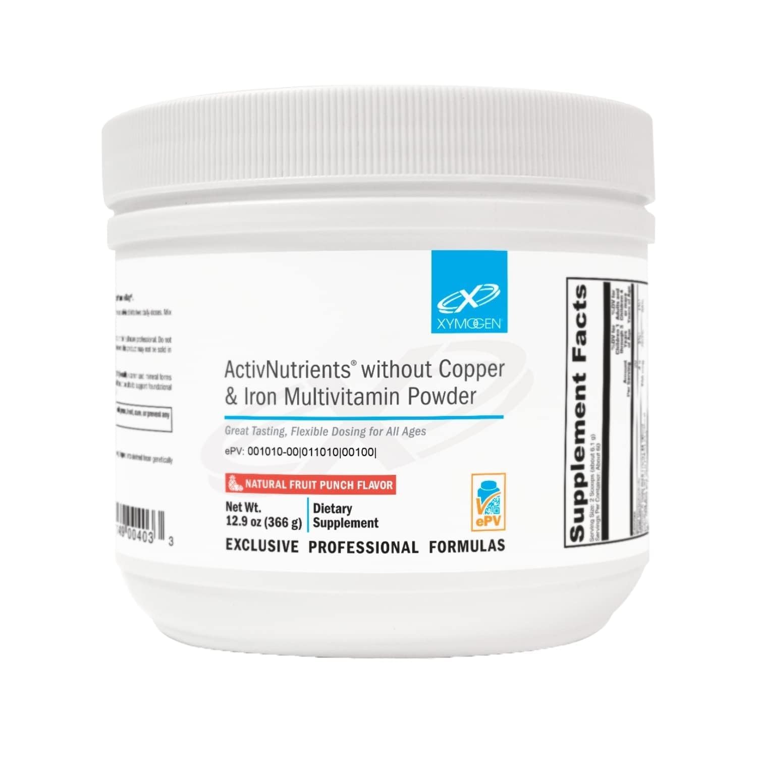 XYMOGEN ActivNutrients Without Copper & Iron Multivitamin Powder - 60 Servings