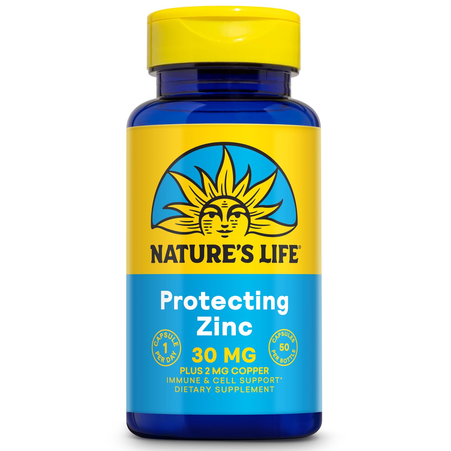 Nature's Life Zinc Picolinate 30mg Plus 2mg Copper, Chelated Zinc Supplement, Capsules, 50 Count