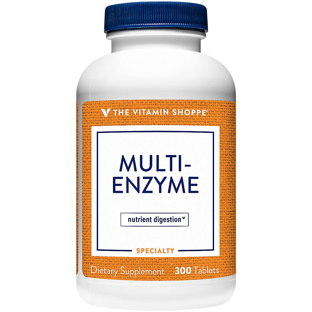The Vitamin Shoppe Digestive Enzymes - Complete Multi-Enzyme Formula, Protein Fat Carb Digestion, 300 Tablets