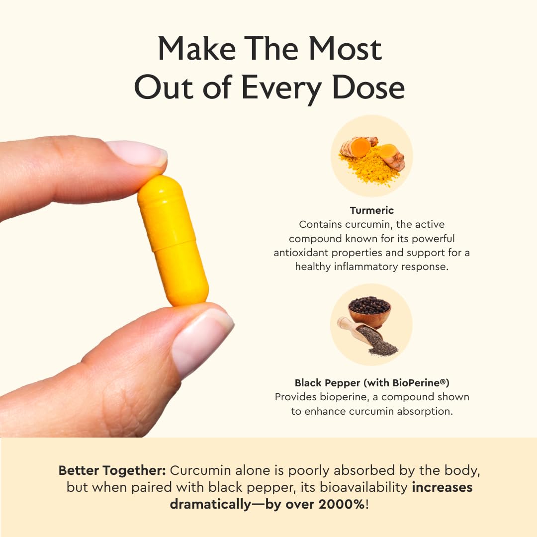 Alaya Naturals Turmeric Curcumin 750mg, 95% Curcuminoids, BioPerine Capsules, 60 Count