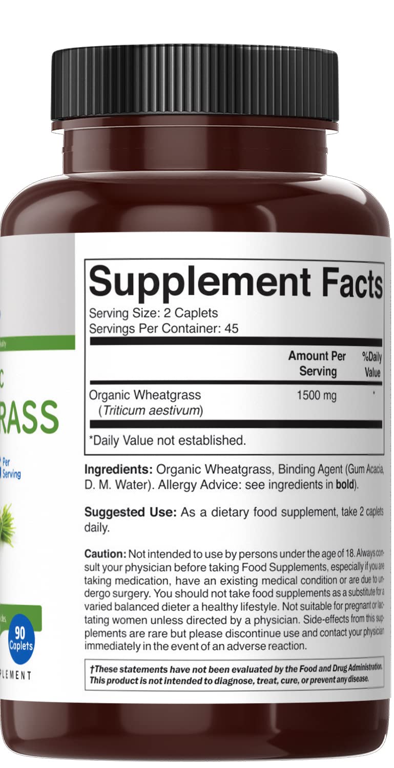Brieofood Organic Wheatgrass 1500mg Tablet, 90 Count