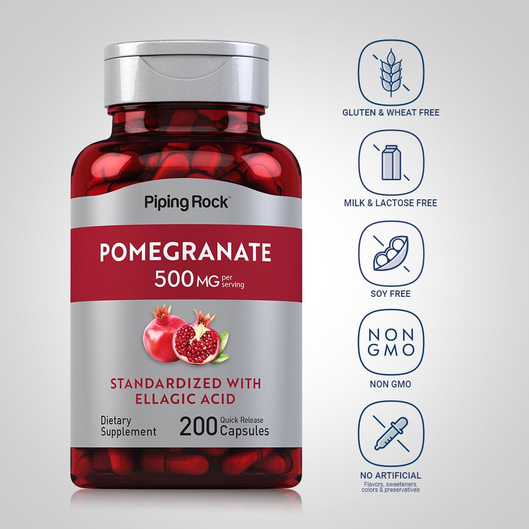 Piping Rock Pomegranate Extract Capsules 500mg, 200 Capsules