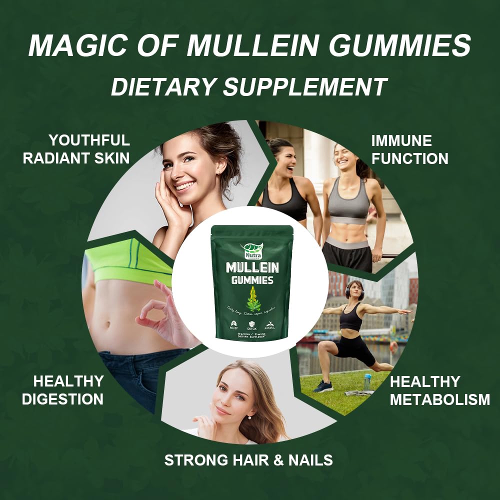 NutraNourish Mullein Gummies 2000mg Mullein Leaf Extract per Serving, 60 Gummies