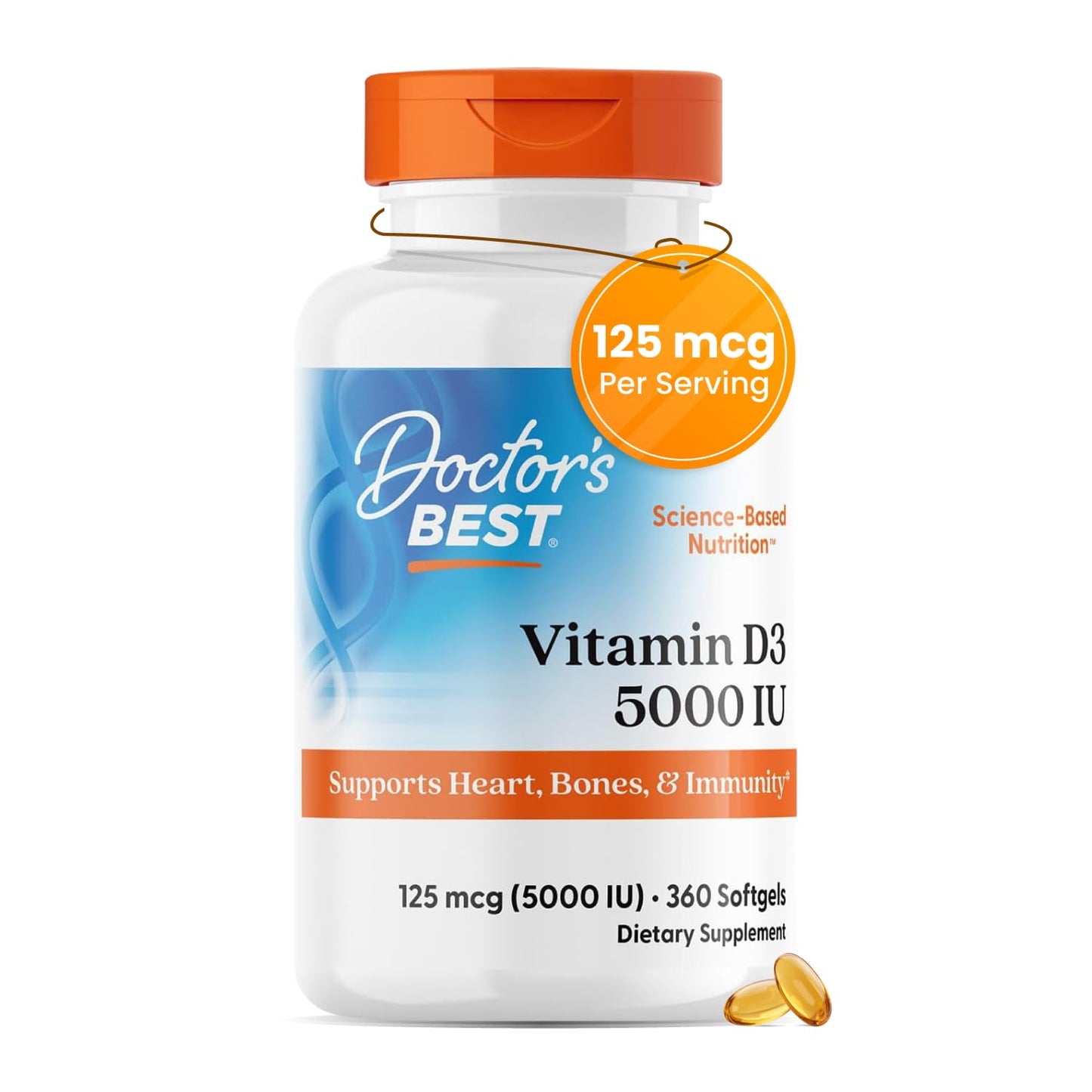 Doctor's Best Vitamin D3 5000 IU Softgel, 360 Count