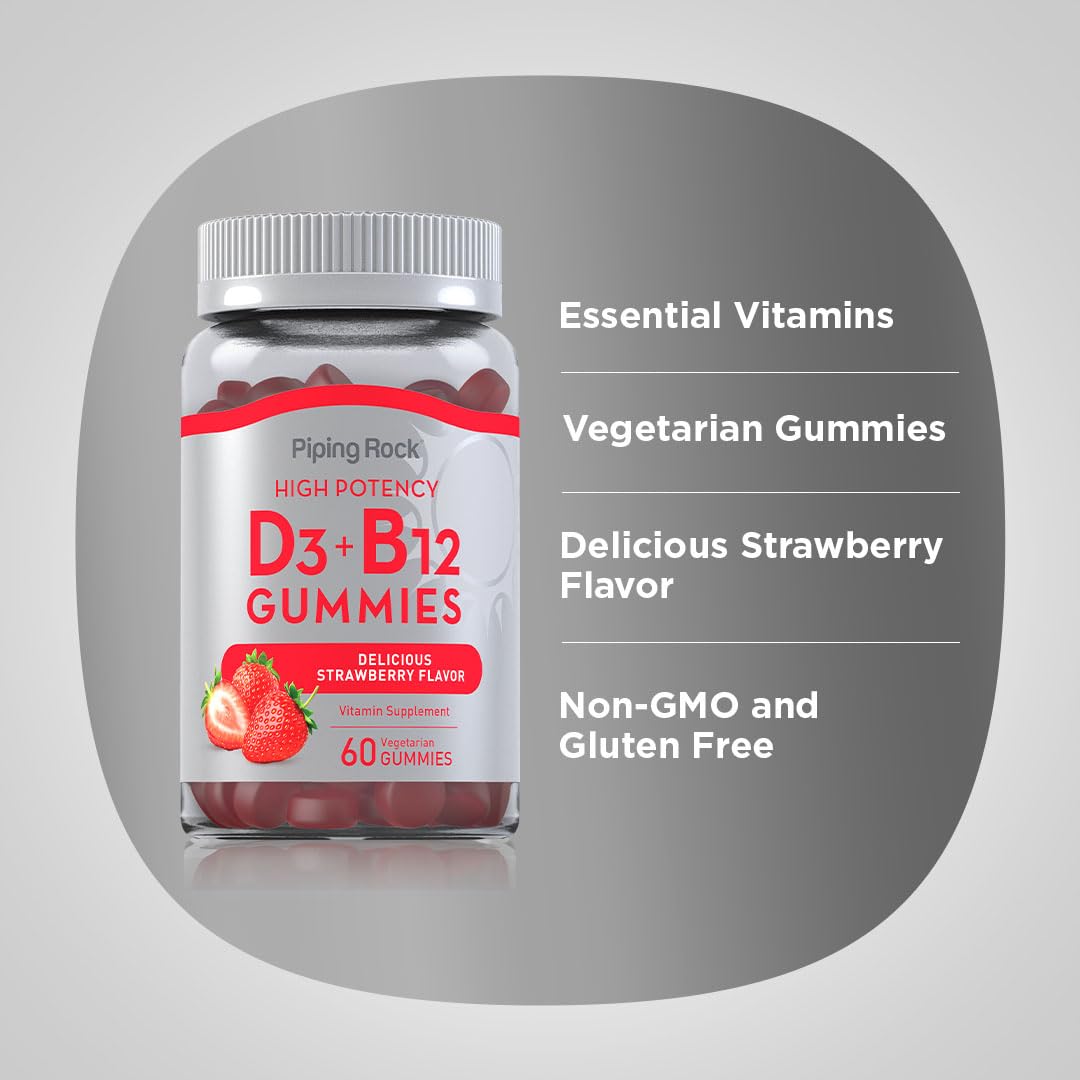 Piping Rock Vitamin D3 and B12 Gummies 60 Count