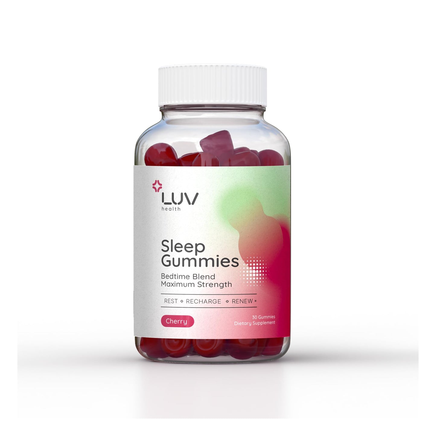 LUV health Sleep Gummies Natural Sleep Aid with Magnesium, L-Theanine, Melatonin, Chamomile & Tart Cherry, Vegan, Non-GMO, Gluten-Free, 30 Count