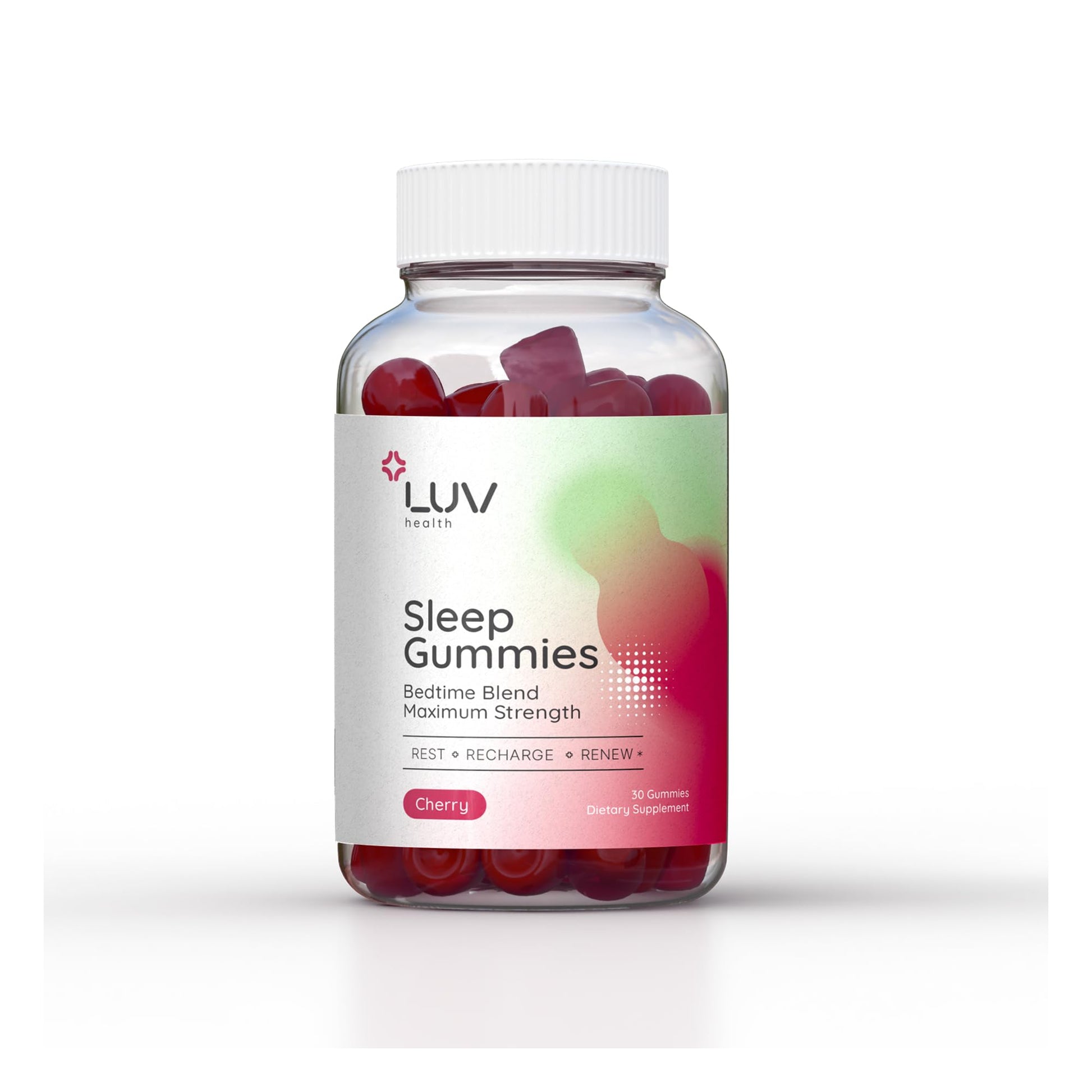 LUV health Sleep Gummies Natural Sleep Aid with Magnesium, L-Theanine, Melatonin, Chamomile & Tart Cherry, Vegan, Non-GMO, Gluten-Free, 30 Count