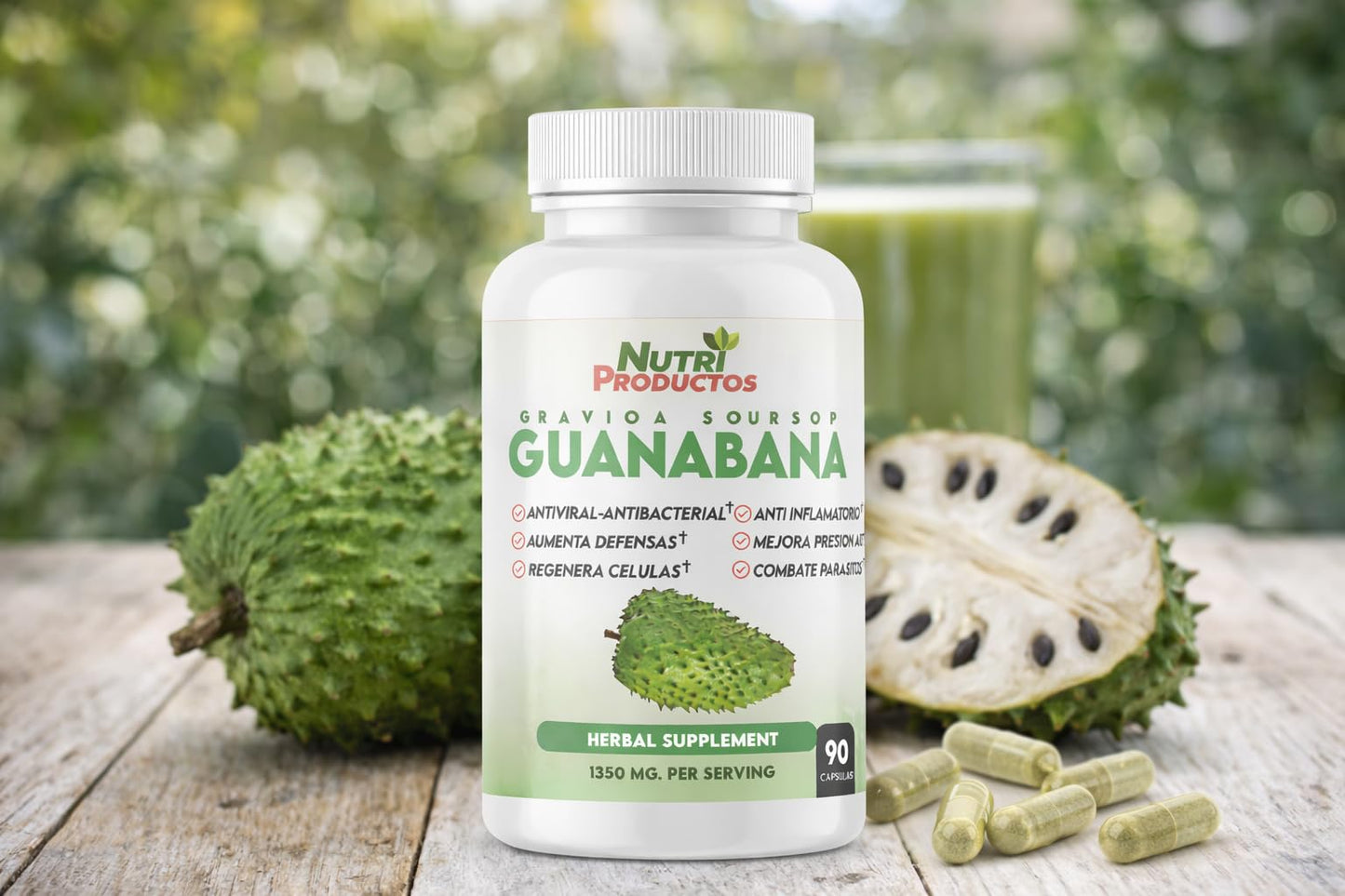 Nutrisalud Products Guanabana Capsules Extra Potent 1350mg per Serving, 180 Capsules